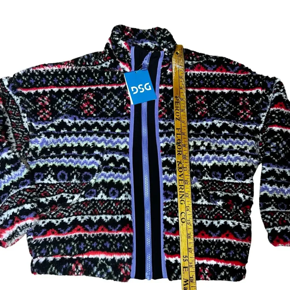 DSG Girls purple fair isle Cozy Fleece Full Zip Sherpa Jacket NWT Size small 8-9